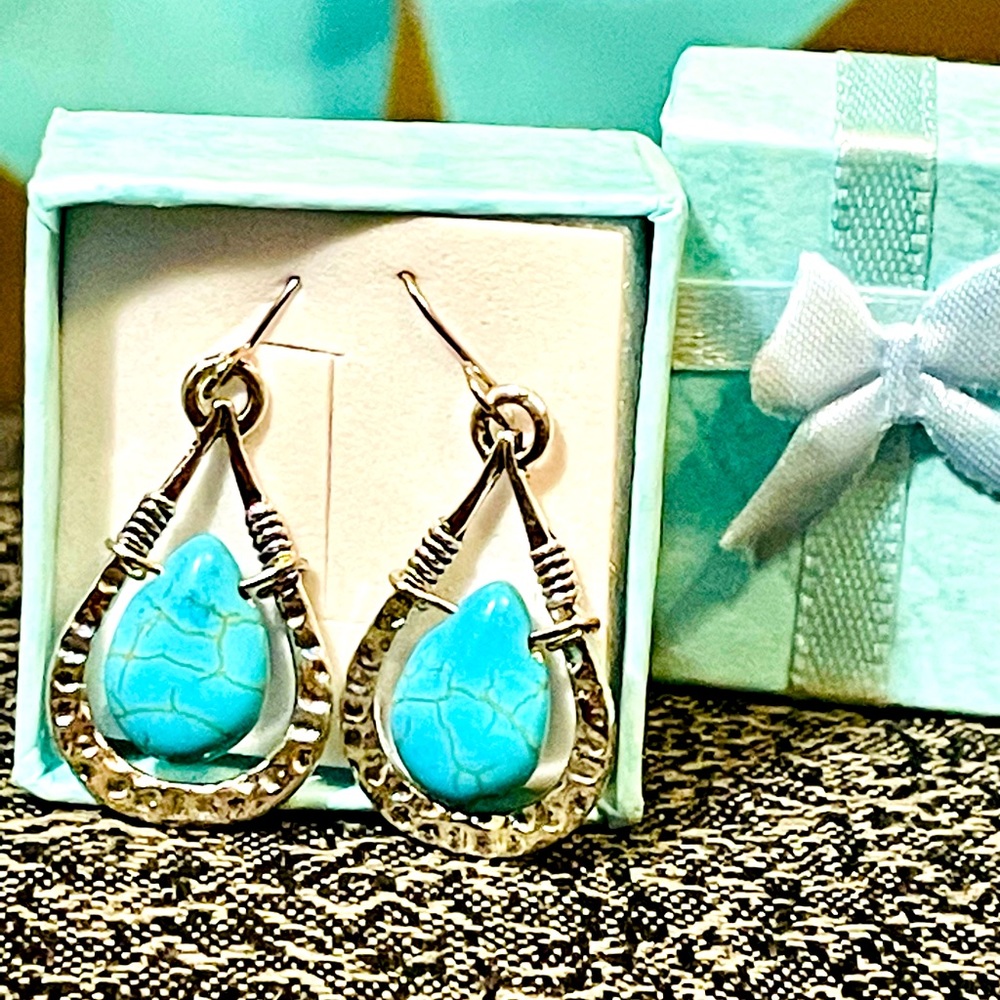 Simulated turquoise earrings